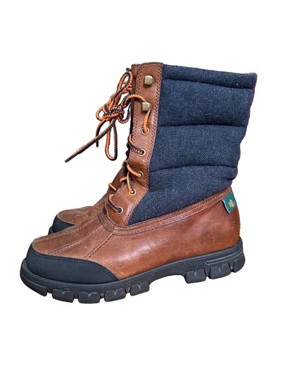 Lauren Ralph Lauren Quinlyn Snow Boots Women 7.5B Leather Insulated Snow Boots